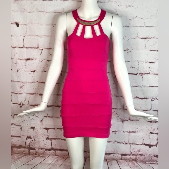 BarbieCore Y2K Hot Pink Bandage Body Con Minidress Size Small - Picture 14 of 15